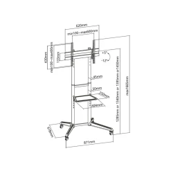 Soporte de TV de suelo Aisens FT70TE-211 37’’-70’’ con ruedas + bandeja negro 166,5 cm
