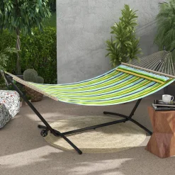 Soporte para hamacas Kea Outsunny 6 niveles de ajuste negro 115x290x120 cm