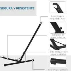 Soporte para hamacas Lux Outsunny ajustable negro 116x313-388x109 cm