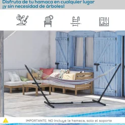 Soporte para hamacas Lux Outsunny ajustable negro 116x313-388x109 cm