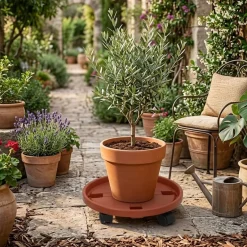 Soporte para macetas con ruedas marrón Ø36 cm