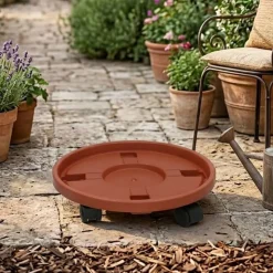 Soporte para macetas con ruedas marrón Ø36 cm