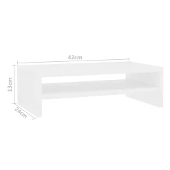 Soporte para pantalla de PC 1 estante madera blanco 13x42x24 cm