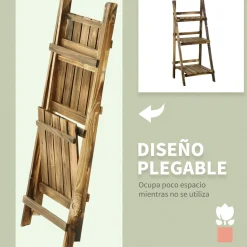 Soporte para plantas Outsunny 3 niveles natural 93x40x37 cm