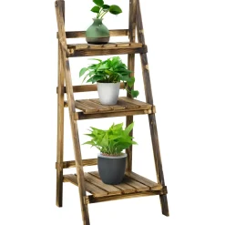 Soporte para plantas Outsunny 3 niveles natural 93x40x37 cm