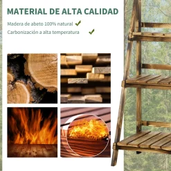 Soporte para plantas Outsunny 3 niveles natural 93x40x37 cm