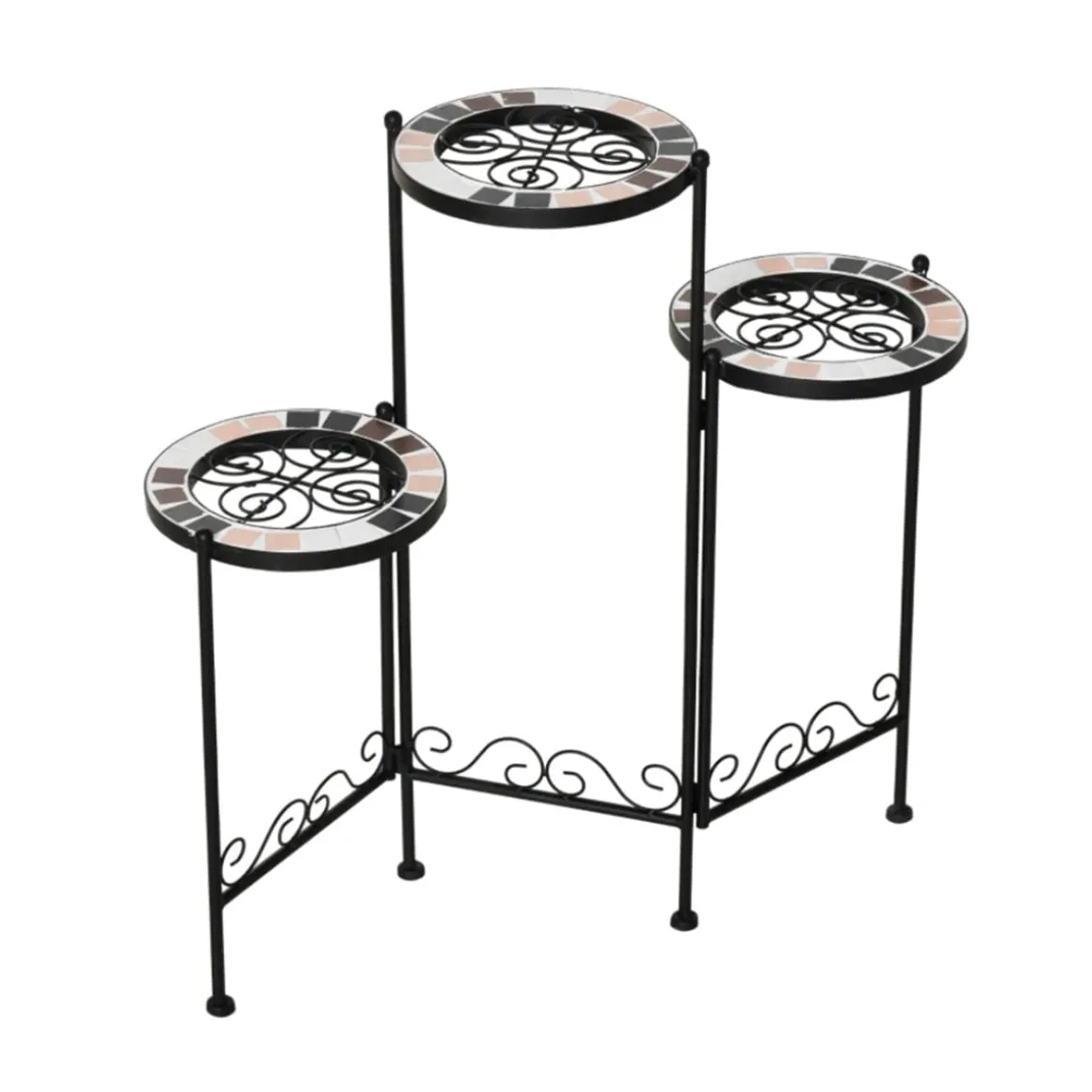 Soporte para plantas Outsunny 3 estantes negro 65x60x22 cm