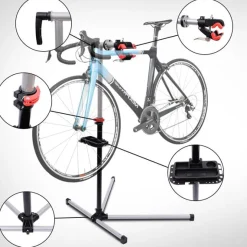 Soporte para reparación de bicicletas Homcom acero negro/plata 109-180x100x56 cm