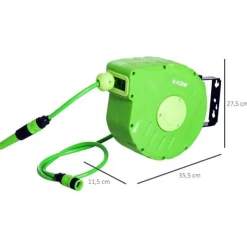 Soporte portamanguera Outsunny para pared 10 m verde