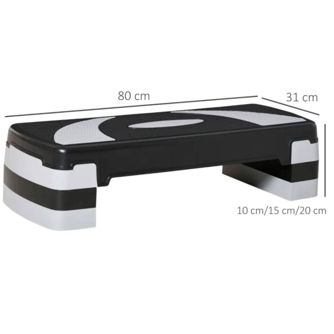 Step de aerobic Homcom para fitness con altura regulable 3 niveles negro 20x80x31 cm