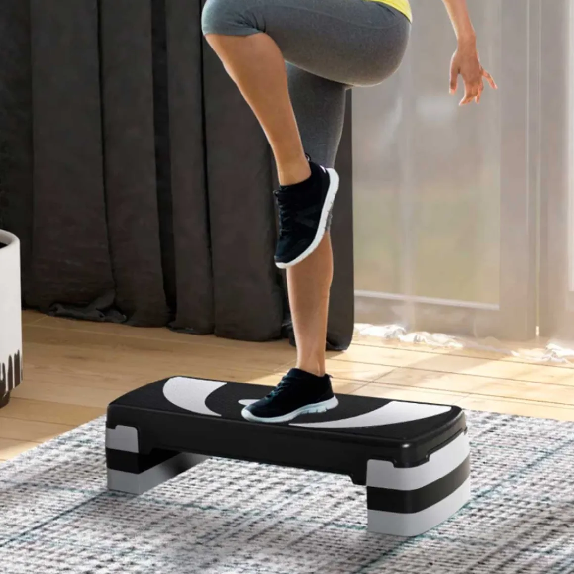 Step de aerobic Homcom para fitness con altura regulable 3 niveles negro 20x80x31 cm