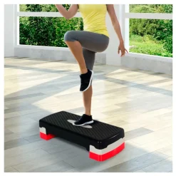 Step para fitness Homcom altura regulable 2 niveles 120kg negro/rojo