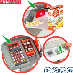 Supermercado de juguete Funmart 47 accesorios +3A blanco/rojo 75x55,5x29 cm