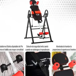Tabla de inversión plegable para espalda negro/rojo 148x108x69 cm