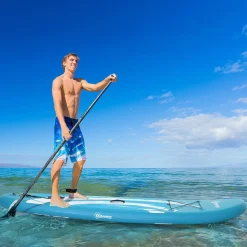 Tabla de paddle surf Outsunny hinchable con remo azul 15x76x300 cm