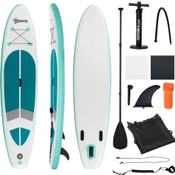 Tabla de paddlesurf Ocean Outsunny hinchable + accesorios blanco/azul 15x320x76 cm