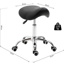 Taburete bajo con ruedas giratorio negro 49-61x53x52 cm