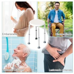 Taburete de baño Homcom altura regulable blanco 35,5-54x41x32,2 cm