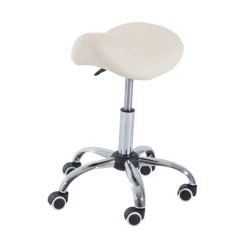 Taburete de trabajo Homcom con ruedas giratorias blanco 49-61x52x53 cm