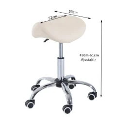 Taburete de trabajo Homcom con ruedas giratorias blanco 49-61x52x53 cm