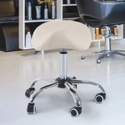 Taburete de trabajo Homcom con ruedas giratorias blanco 49-61x52x53 cm