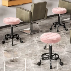 Taburete Wall Homcom diseño giratorio con ruedas Ø50x50-66 cm
