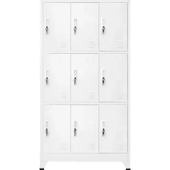 Taquilla de acero con 9 compartimentos blanco 180x90x45 cm