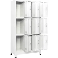 Taquilla de acero con 9 compartimentos blanco 180x90x45 cm