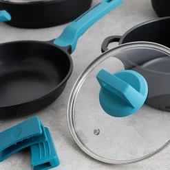 Tartera Confort Quid con tapa aluminio fundido azul/negro