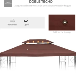 Techo de repuesto Outsunny 2 niveles marrón 400x300 cm