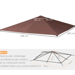 Techo de repuesto Outsunny para cenador 8 orificios de drenaje y ventilación 298x295 cm
