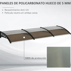 Tejadillo protector Outsunny marrón 300x96x27 cm