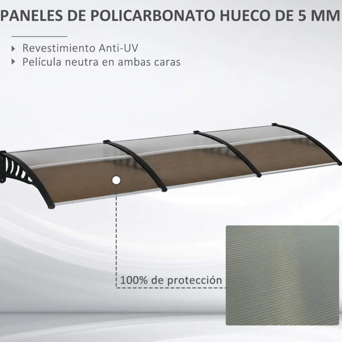Tejadillo protector Outsunny marrón 300x96x27 cm