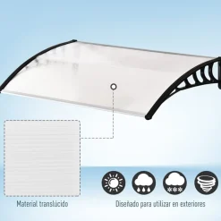 Tejadillo protector Outsunny transparente 150x90x25 cm