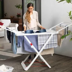 Tendedero de ropa Plasticforte plegable 2 alas blanco 108x180x55 cm