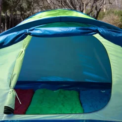 Tienda de campaña Aktive 3 personas de doble techo con avance y accesorios azul/verde