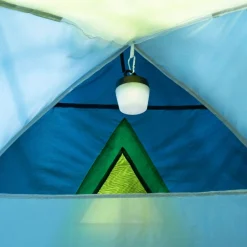 Tienda de campaña Aktive 3 personas de doble techo con avance y accesorios azul/verde