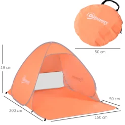 Tienda de campaña Outsunny 1/2 plazas pop-up naranja 119x150x200 cm