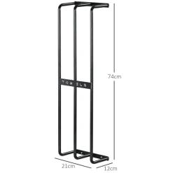 Toallero de pared Merlín Homcom 6 toallas extragrandes metal negro 74x21x12 cm