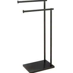 Toallero de pie Excalibur Homcom forma L 2 barras para colgar metal negro 78x35,5x20 cm