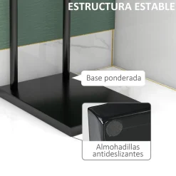 Toallero de pie Excalibur Homcom forma L 2 barras para colgar metal negro 78x35,5x20 cm