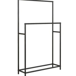Toallero de pie Lanzarote Homcom 2 barras para colgar metal negro 110x66x20 cm
