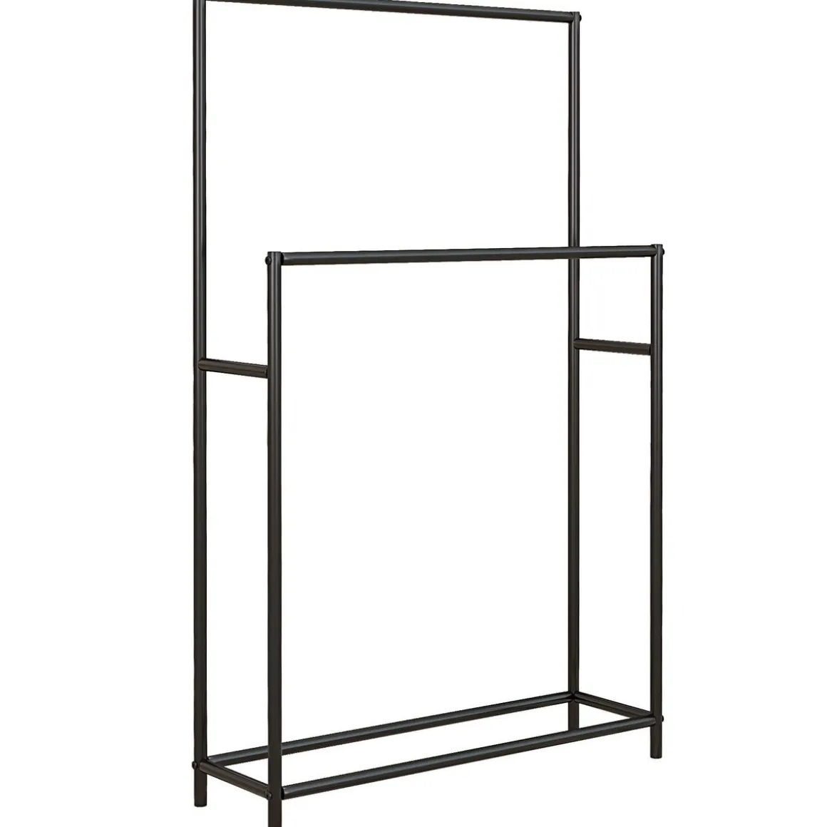 Toallero de pie Lanzarote Homcom 2 barras para colgar metal negro 110x66x20 cm