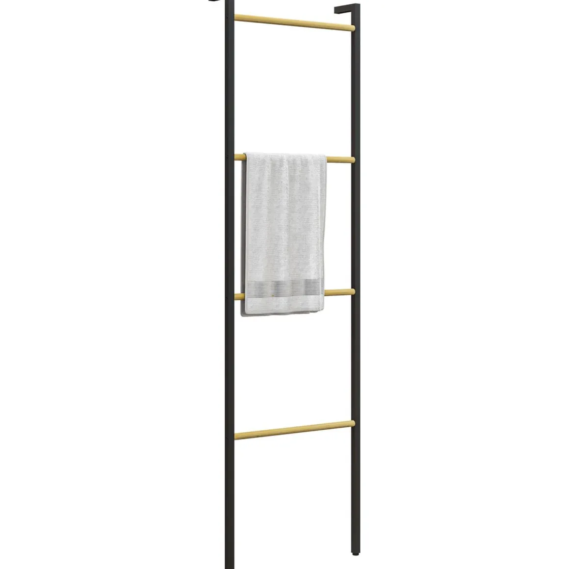 Toallero Ginebra Homcom 4 niveles escalonado bambú y madera negro 167,5x49x5,5 cm