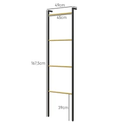 Toallero Ginebra Homcom 4 niveles escalonado bambú y madera negro 167,5x49x5,5 cm