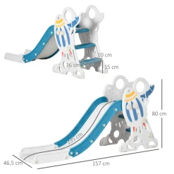 Tobogán infantil AiyaPlay con 3 escalones azul/gris 80x46,5x157 cm