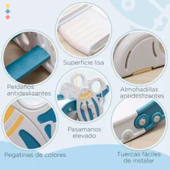 Tobogán infantil AiyaPlay con 3 escalones azul/gris 80x46,5x157 cm