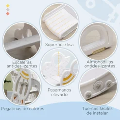 Tobogán infantil Aiyaplay antideslizante +18 meses gris 80x157x46,5 cm