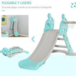 Tobogán infantil Libélula Homcom plegable con canasta +18 meses azul/gris 85,5x147x82 cm