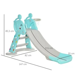 Tobogán infantil Libélula Homcom plegable con canasta +18 meses azul/gris 85,5x147x82 cm